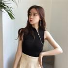 Zip Slim-fit Knit Tank Top