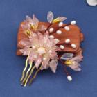 Retro Flower Hair Comb M129 - Light Pink - One Size