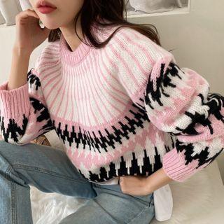 Raglan-sleeve Pattern Sweater