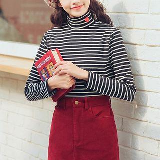 Long-sleeve Embroidered Striped T-shirt