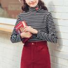 Long-sleeve Embroidered Striped T-shirt