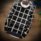 Plaid Long-sleeve Knit Top