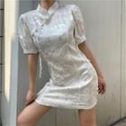 Short-sleeve Mini Sheath Qipao Dress