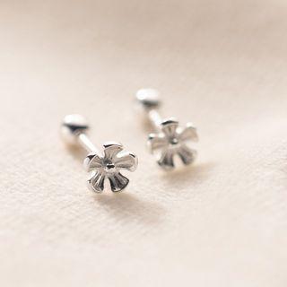 Sterling Silver Flower Stud Earring 1 Pair - S925silver - One Size