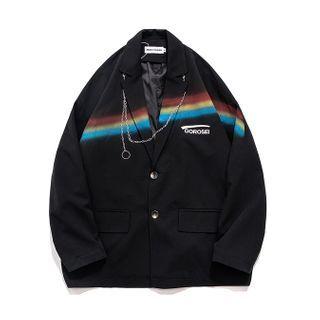 Chained Lettering Print Single-breasted Blazer