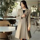 Snap-button Wool Blend Flare Coat