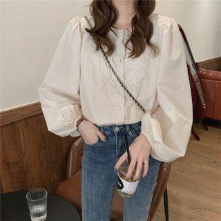 Crewneck Lace Blouse Almond - One Size