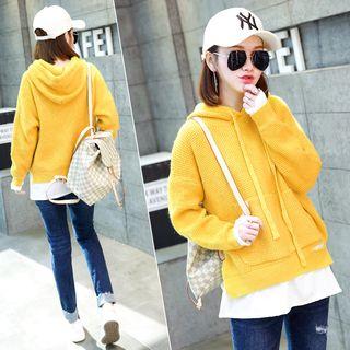 Long-sleeve Hooded Panel Knit Top