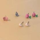 Set Of 6: Cartoon Earring (various Designs) Set Of 6 - Blue & White & Pink - One Size