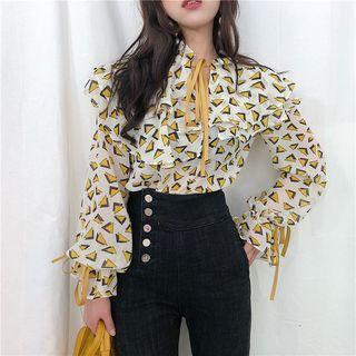 Triangle Print Chiffon Blouse