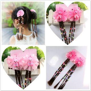 Set Of 2: Cartoon Mesh Braided Hair Clip