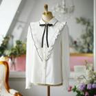 Embroidered Trim Ruffled Blouse