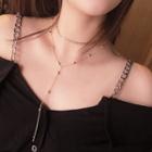 Bead T Necklace + Chain Choker Set Of 2 - One Size