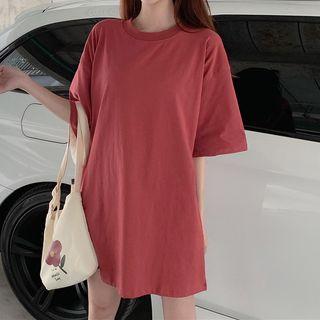 Round-neck Short-sleeve Long T-shirt
