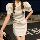 Short-sleeve Jacquard Cut-out Qipao
