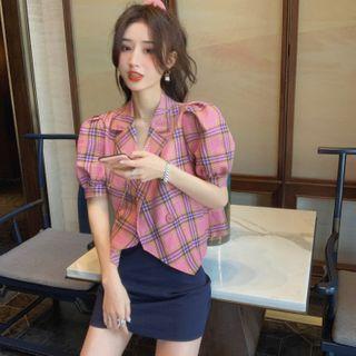 Plain Short-sleeve Shirt / Strappy A-line Dress