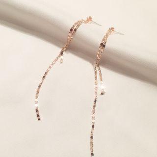 925 Sterling Silver Threader Earring 1 Pair - S925 Silver Needle - Rose Gold - One Size