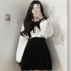 Sailor Collar Blouse / Mini Overall Dress