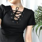 Lace Up Detail Short Sleeve Dress