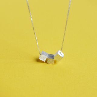 Cube 925 Sterling Silver Necklace Silver - One Size