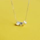 Cube 925 Sterling Silver Necklace Silver - One Size