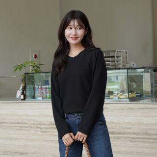 Raglan Round-neck Ribbed T-shirt