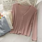Button-up Light Knit Top In 5 Colors