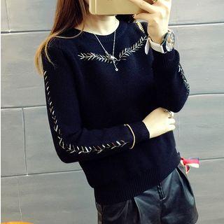 Leaf Embroidered Sweater