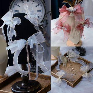 Set Of 3: Bow Mesh Hair Clip