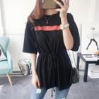 Printed Back Elbow Sleeve T-shirt Dress