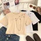 Short-sleeve Butterfly Cutout Chained T-shirt
