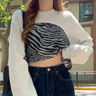 Cropped Sweatshirt / Zebra Print T-shirt