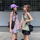Rainbow Striped Lettering Tank Top