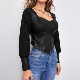 Puff Sleeve V-neck T-shirt