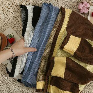 Argyle Open-front Light Knit Cardigan