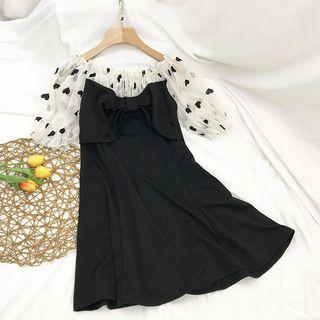 Heart Short-sleeve Panel A-line Dress