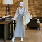 Lettering Long-sleeve T-shirt / Plain Maxi Skirt