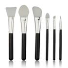 Set Of 6: Silicone Wooden Handle Makeup Brush
