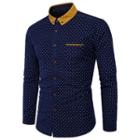 Dotted Contrast-collar Shirt