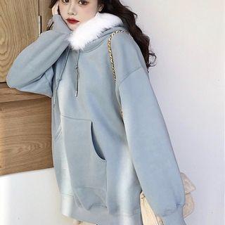 Furry-trim Hoodie As Shown In Figure - One Size