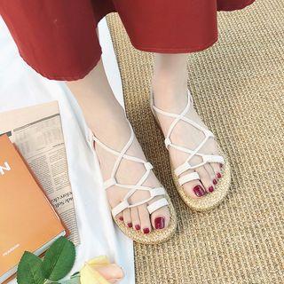 Crossover Strap Toe Loop Sandals