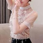 Short-sleeve Chiffon Sequin Top