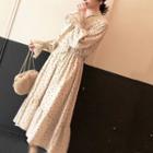 Long-sleeve Polka Dot Chiffon A-line Midi Dress