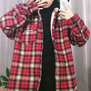 Color-block Plaid Long-sleeve Cardigan