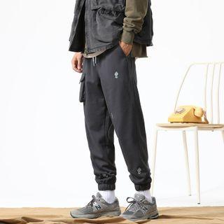 Drawstring-waist Embroidered Sweatpants