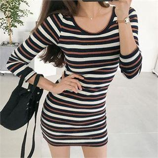 Striped Ribbed Mini Bodycon Dress