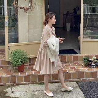 Double-breasted Pleated-panel Blazer Dress