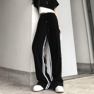 Striped High-waist Wide-leg Sweatpants