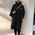 Lettering Frill Trim Long Hoodie