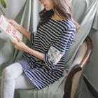 Lace-trim Stripe Mini T-shirt Dress